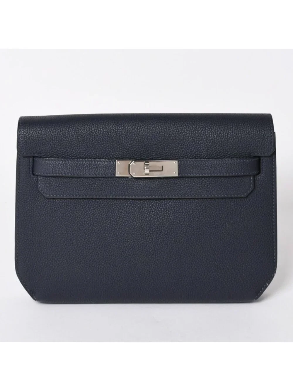 Hermes Clutch Kelly Depeches 25 Bleu Nuit Silver